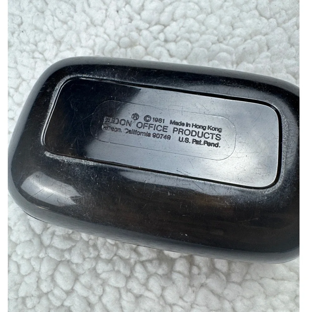 Vintage 1981 Eldon Office‎ Products Black Plastic Business Card Holder Desk Tray